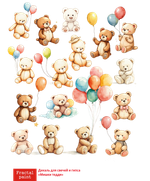 Трансфер переводной - декаль для свечей и гипса мишки Тедди 007