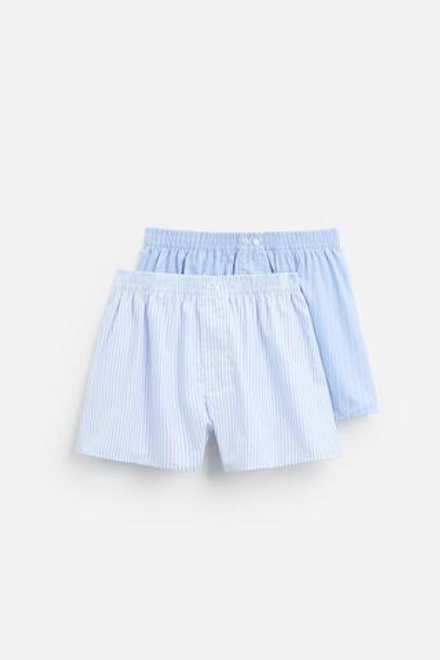 ZARA НАБОР ИЗ ДВУХ ТРУСОВ-БОКСЕРОВ ИЗ ПОПЛИНА В КОНТРАСТНУЮ ПОЛОСКУ, РАЗНОЦВЕТНЫЙ