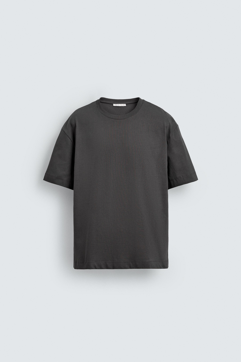ZARA ФУТБОЛКА RELAXED FIT, ТЕМНЫЙ АНТРАЦИТ