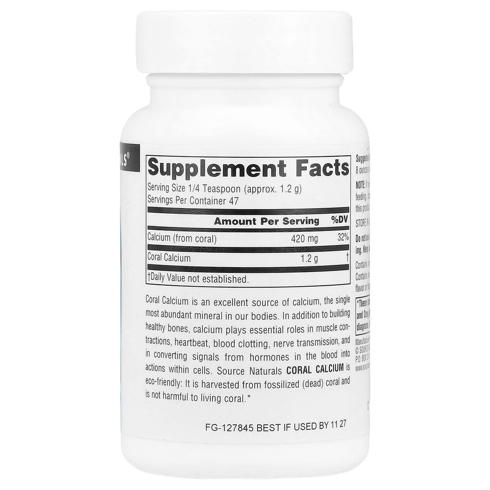 Source Naturals, коралловый кальций, порошок, 56,7 г (2 унции)
