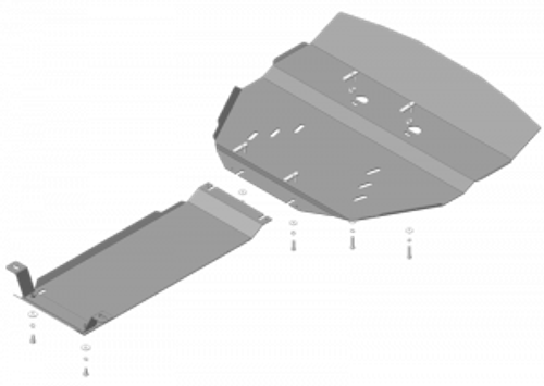 Защита картера Двигателя, КПП. 3 мм, Сталь. для Hyundai Equus 2009-2013, Hyundai Equus 2013-2016 MOTODOR.10903