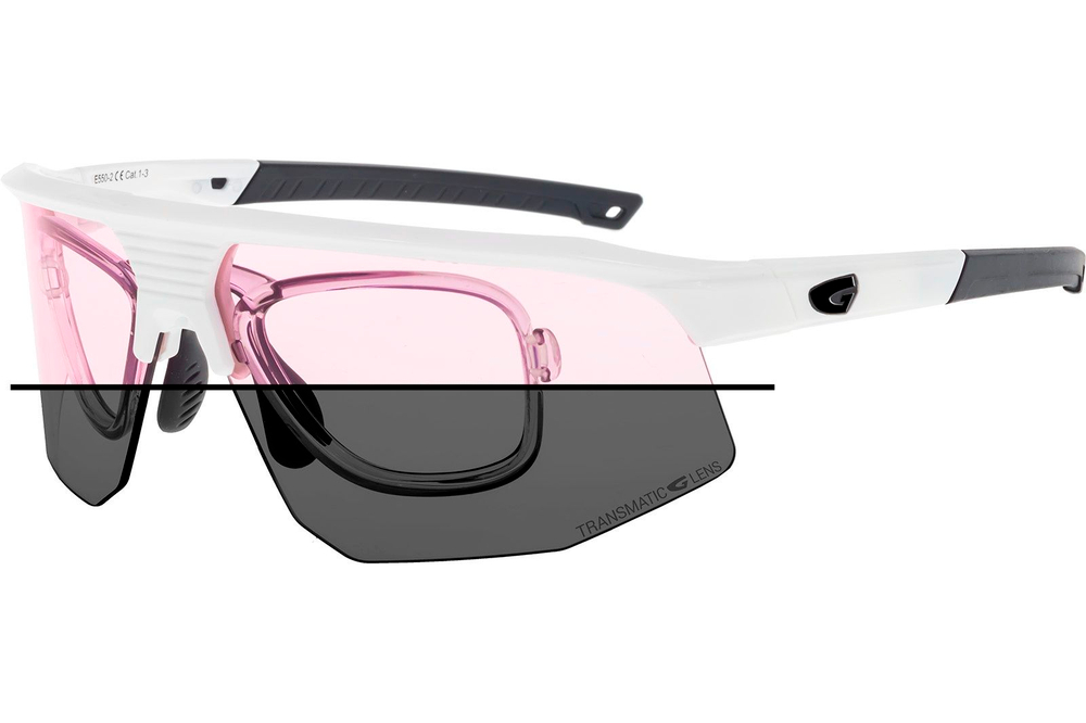 Спортивные очки с диоптриями GOG Kilo / White-Black / Photochromic Pink-Smoke Lens