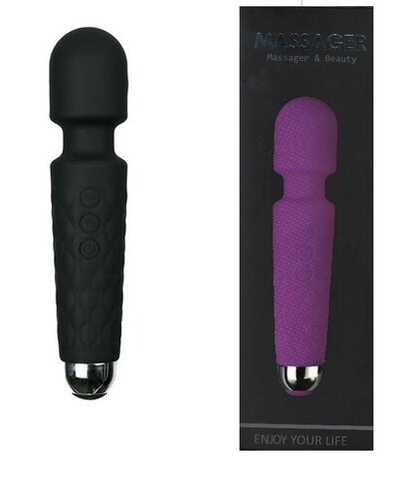 Мощный перезаряжаемый силиконовый массажер Super Powerful Massage Wand (черный) (Цвет: черный)