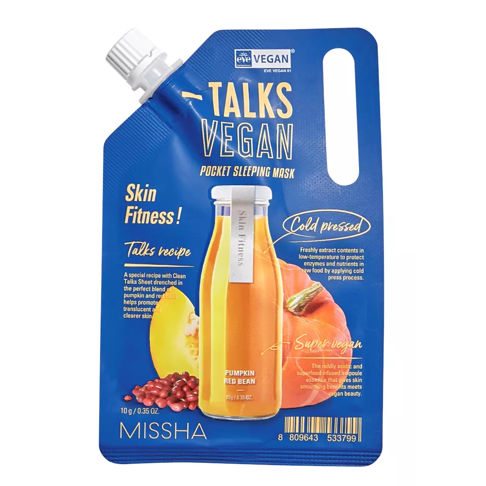 Missha Talks Vegan Squeeze Pocket Sleeping Pack Skin Fitness ночная маска-крем для гладкости и сияния кожи