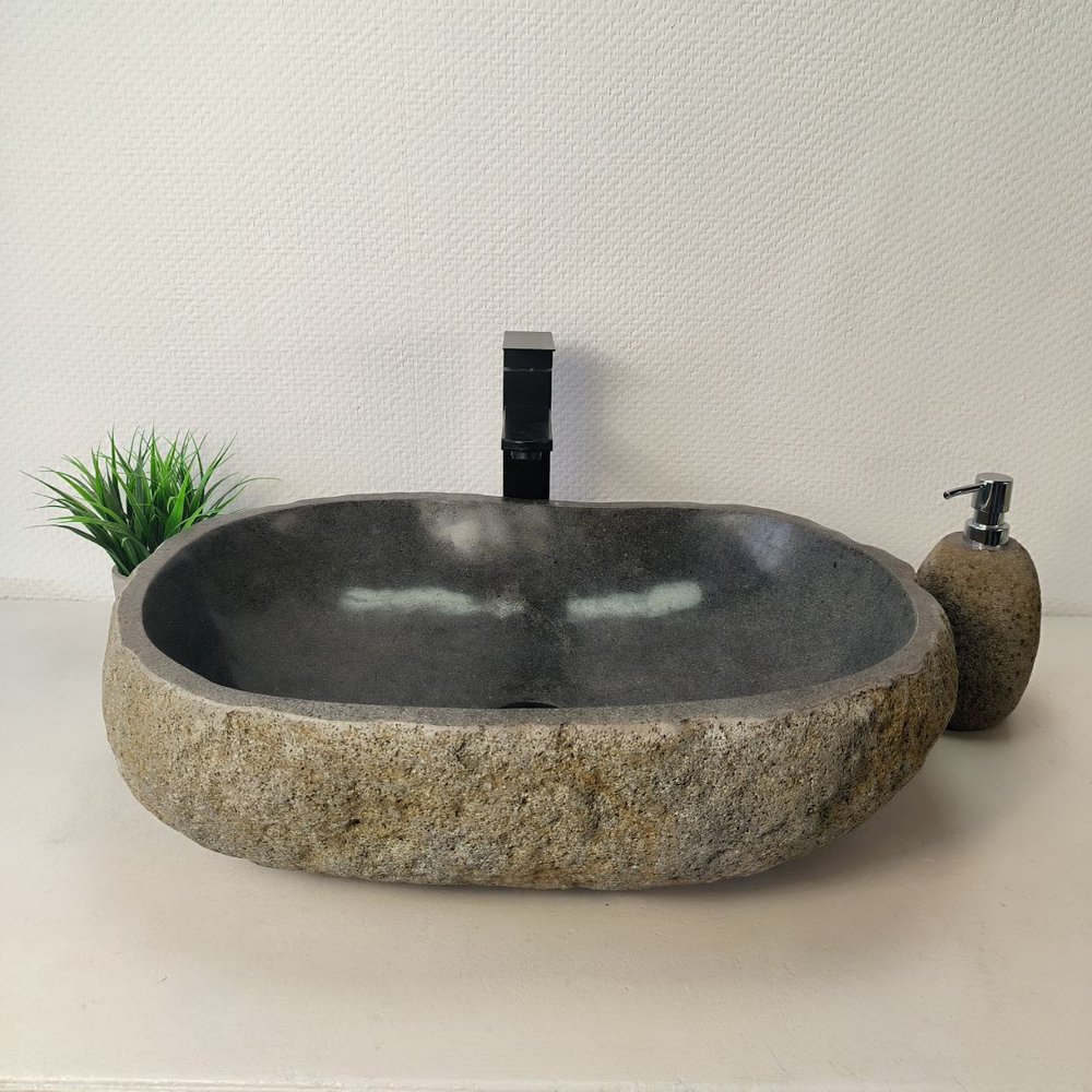 Раковина из речного камня RS-66076 58х43х15 из натурального камня