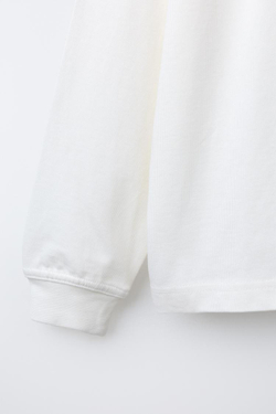 ZARA ФУТБОЛКА HEAVY WEIGHT С ВЫШИТОЙ НАДПИСЬЮ, ЭКРЮ