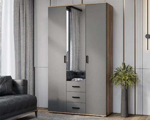 Вегас ШК-08 шкаф 3-х ств. 1200*2120*470 дуб каньон/графит БТС