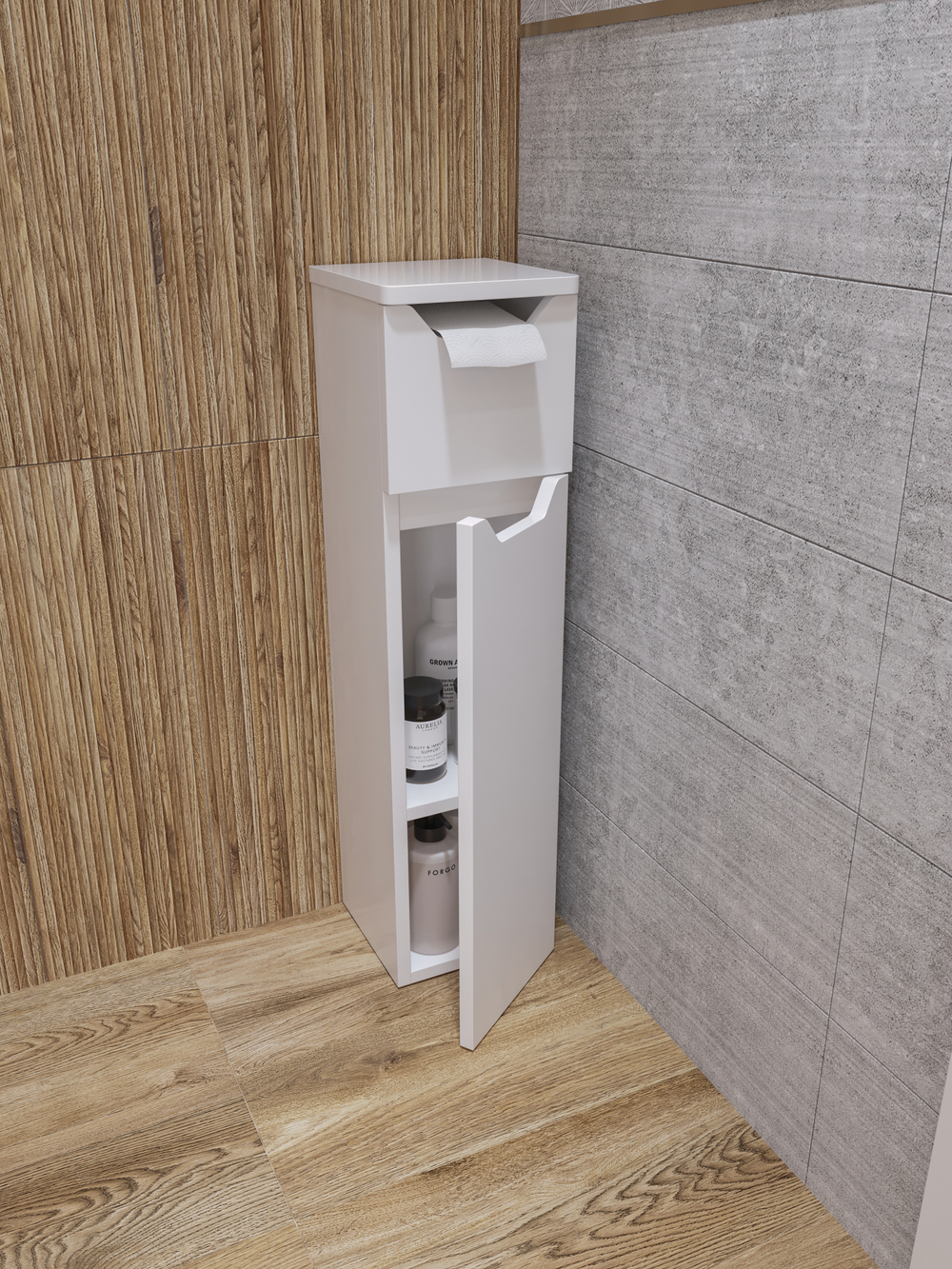 Тумба в туалет DIWO Суздаль 20x77x20 с держателем туалетной бумаги, белая