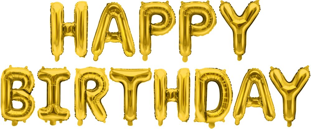 Набор шаров-букв (16&#39;&#39;/41 см) Мини-Надпись &quot;Happy Birthday&quot;, Золото, 1 шт. в уп.