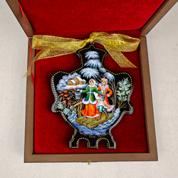 Сувенир Самовар "За водицей" с росписью Палех в подарочном футляре