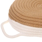 Корзинка плетёная интерьерная с ручками «ТРЕГОРИЯ», цвет бежевый/белый, 24*7см, (лейбл селфи)