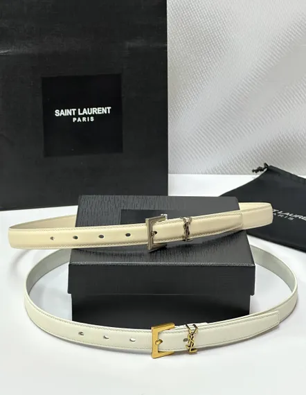 Ремень SAINT LAURENT с пряжкой CASSANDRE из зернистой кожи