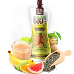 Супер-завтрак Чиа ОМЕГА-3 «Цитрусовый твист» 220 г 28SEEDS — полезный завтрак с семенами чиа, киноа, овсом и цитрусовыми