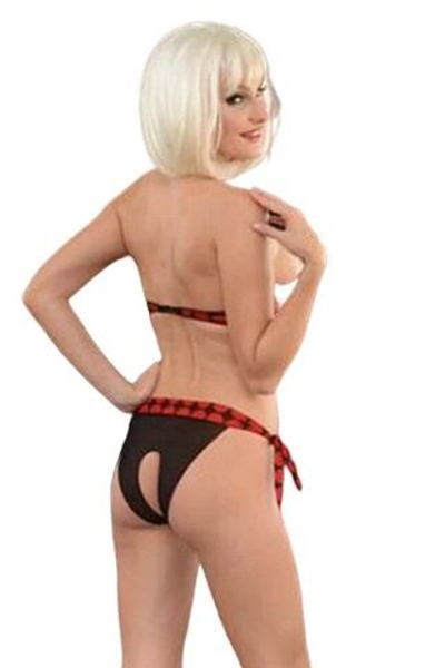 Женский комплект в крупный горох (Размер: L-XL) (Цвет: черный с красным)