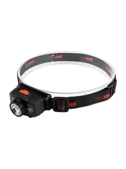 Фонарь аккумуляторный налобный AccuH1-L5WZ-og zoom LED 5Вт + 2хRED SMD IP54 5 режимов: 100проц. 180лм 3.5ч/50проц. 110лм 5.5ч/30проц. 65лм 15ч/красн. 28ч/мигающ. красн. 12ч аккум. 0.8А.ч управл. жестами черн./оранж. JazzWay 5036611