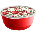 Миска Bergamo 2л с крышкой с декором (красный)