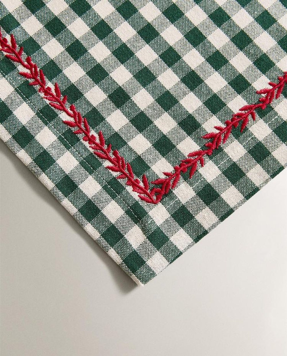 ZARA HOME СЕРВИРОВОЧНАЯ САЛФЕТКА В КЛЕТКУ, ЗЕЛЕНЫЙ