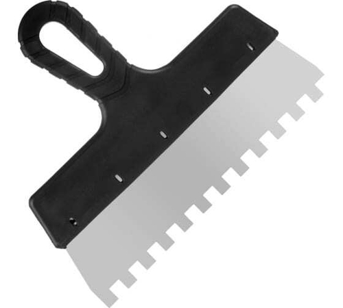 Шпатель фасадный "Мастер" зубчатый нерж.сталь 0,4мм пластик.рук. 250мм 10*10мм 12-9-250