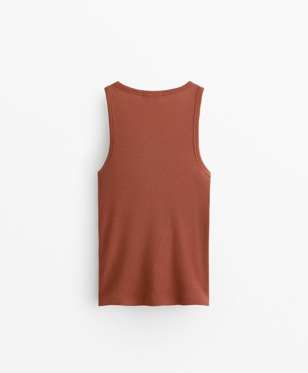 Oysho Топ без рукавов из хлопка и модала, черепичный