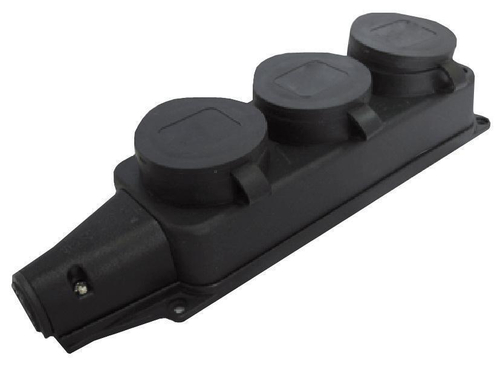 Колодка 3 с/з каучук с заглушками 16А IP44 UNIVersal