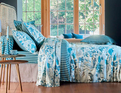 Постельное белье WATER GARDEN bleu 200х220 Blanc des Vosges 2 спальное евро Голубой