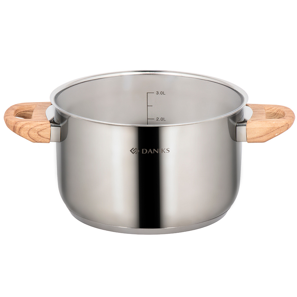 Кастрюля нерж, 3.9 л, с крыш, крыш стекло, Daniks, Осло, GS-01147-20CA, индукц