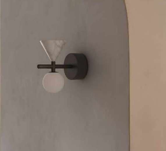 Настенный светильник Oneta черный металл / белый мрамор