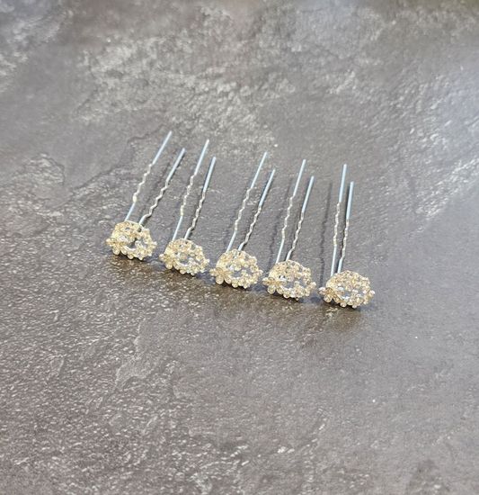 Набор шпилек "Цветочки" стразы, 3 шт, серебро