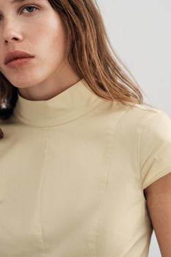 ZARA ПЛАТЬЕ МИДИ ИЗ ГАБАРДИНА, ЦВЕТ ВАФЛИ