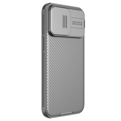 Чехол серого цвета (Titanium Gray) с защитной шторкой для камеры от Nillkin на iPhone 15 Pro, серия CamShield Pro Case