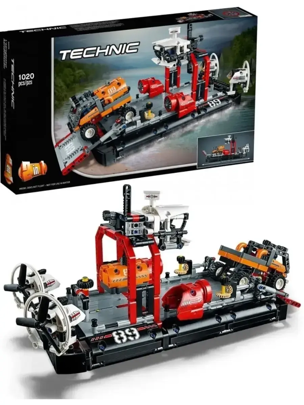 Конструктор Техник 2в1 Корабль на воздушной подушке 1020 дет