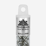 Японский бисер TOHO Bugle (стеклярус) 3mm (№29), с внутренним серебрением, прозрачный