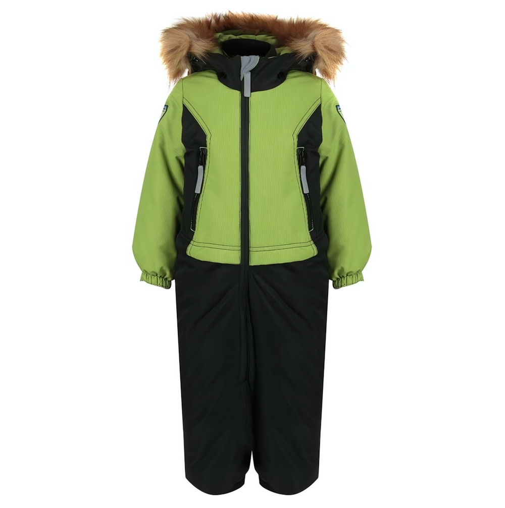 Комбинезон Билл р-р 86 лайм/черный иск.опушка