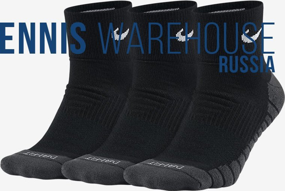 Теннисные носки Nike Dry Cushioned Quarter 3P - черный