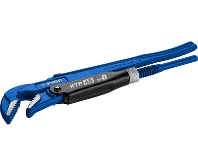 ЗУБР КТР-45, №0, 1/2″, 330 мм, трубный ключ с изогнутыми губками, Профессионал (27337-0)