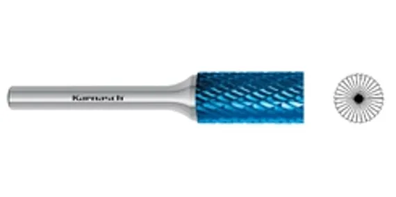 Борфреза твердосплавная Karnasch форма F (парабола с закругленной головкой), 3х6х3х38 мм, универсальная насечка HP-3, покрытие Blue-Tec, арт. 11.5051-007