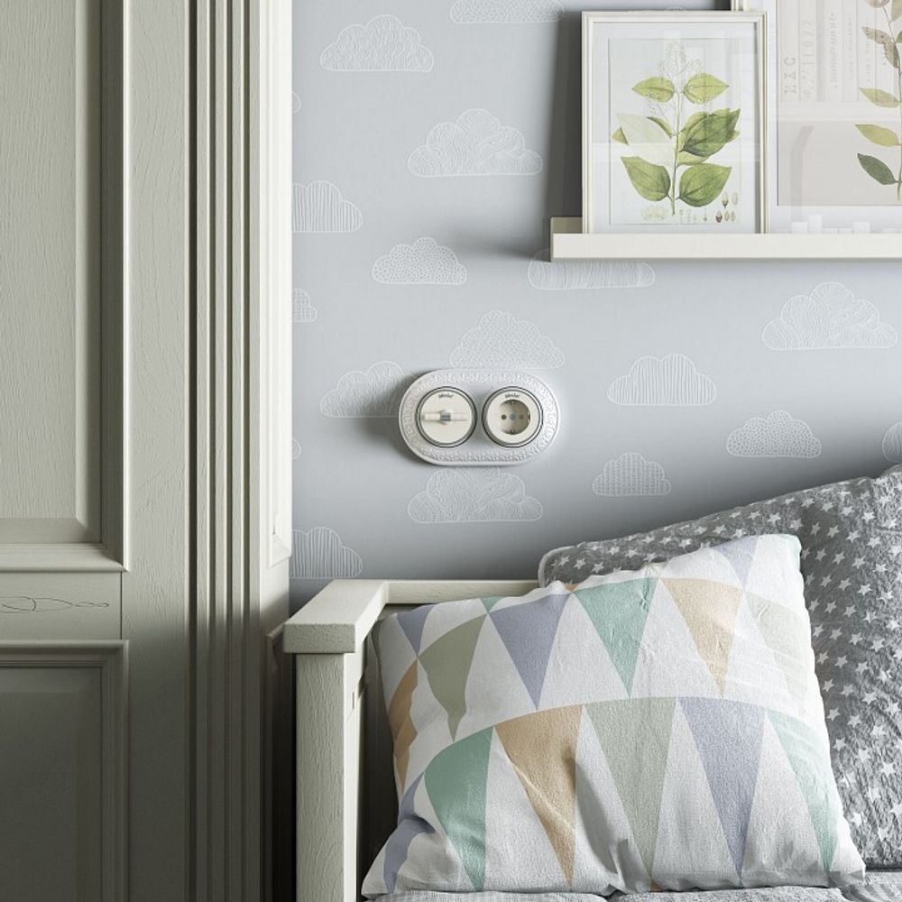 Выключатель одноклавишный с корпусом Werkel Vintage (слоновая кость матовый/хром) W5812055