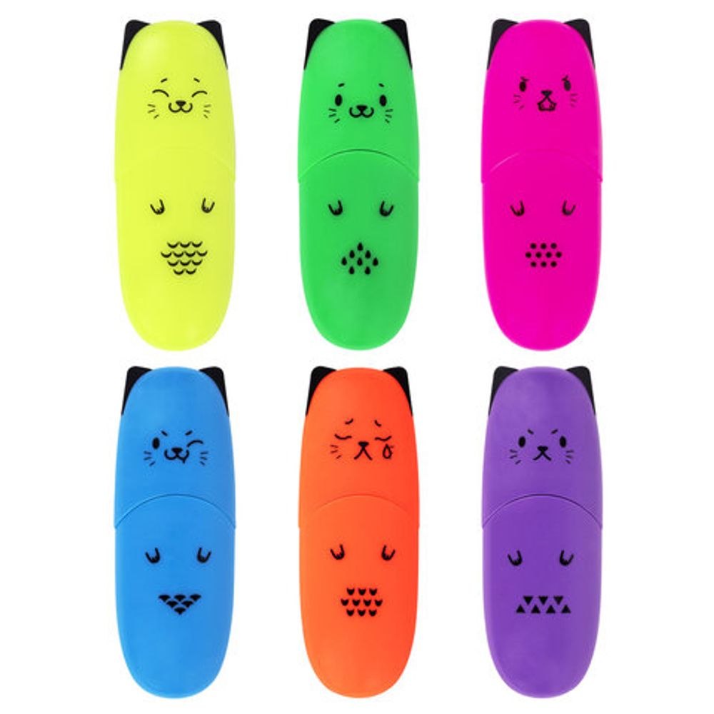Текстовыделитель мини BRAUBERG KIDS "CUTE CATS NEON", 1шт, АССОРТИ, 1-5 мм, 152433