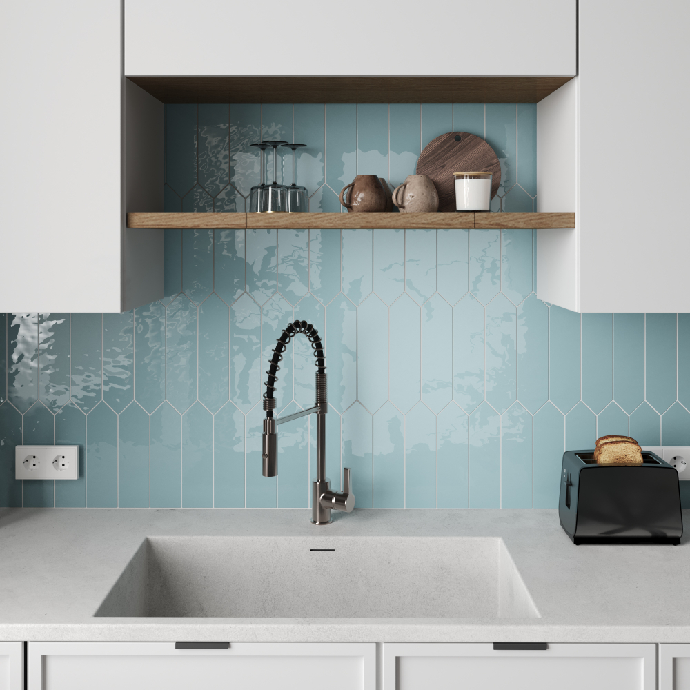Smile Tile Picket Aqua 7.5x30