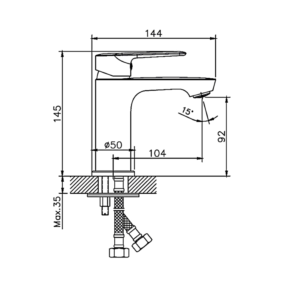 Смеситель для раковины 35к HB10563 HAIBA б/отв п/шпильку