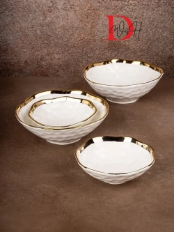 Набор из 2 глянцевых тарелок глубоких мятый фарфор 15 см