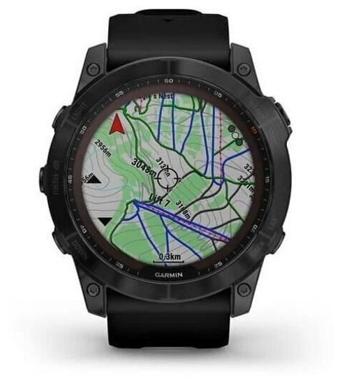 Умные часы Garmin Fenix 7X Sapphire Solar титановые угольно-серые DLC с силиконовым ремешком (010-02541-11)