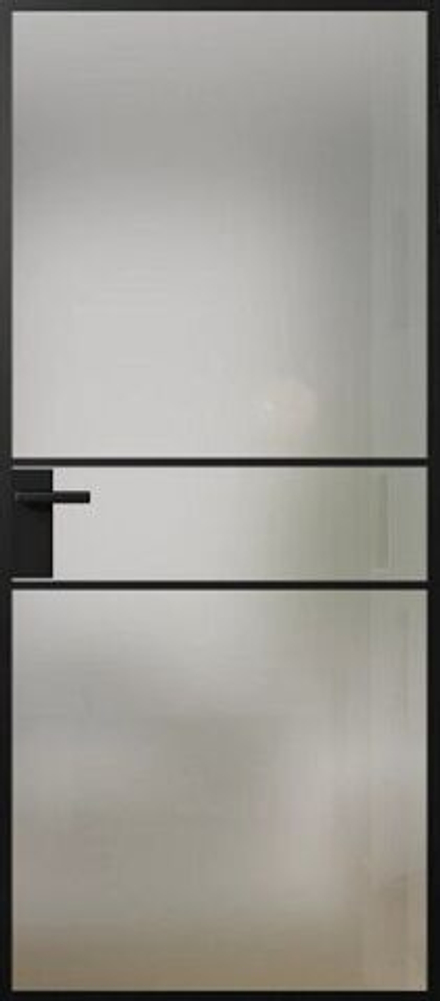 Межкомнатная дверь Фрамир A-Line 2 PO Триплекс оптивайт матовый Черный (алюминиевый профиль)