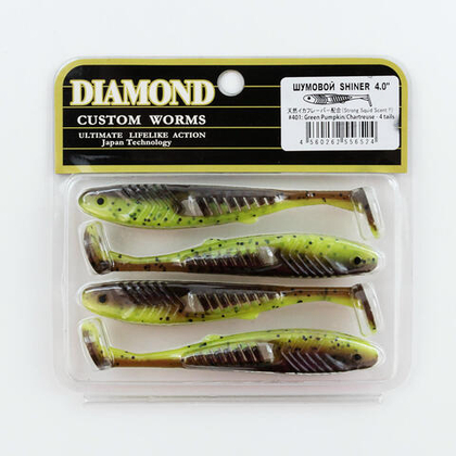 Виброхвост шумовой DIAMOND SHINER 4" (4шт/уп)