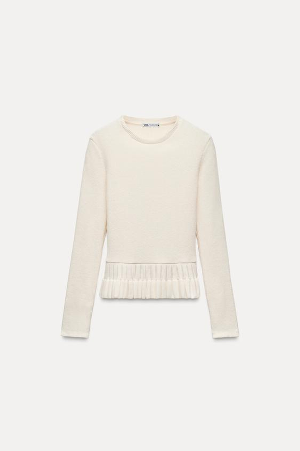 ZARA СВИТЕР ИЗ МЯГКОЙ ТКАНИ С ВОЛАНОМ, ЭКРЮ