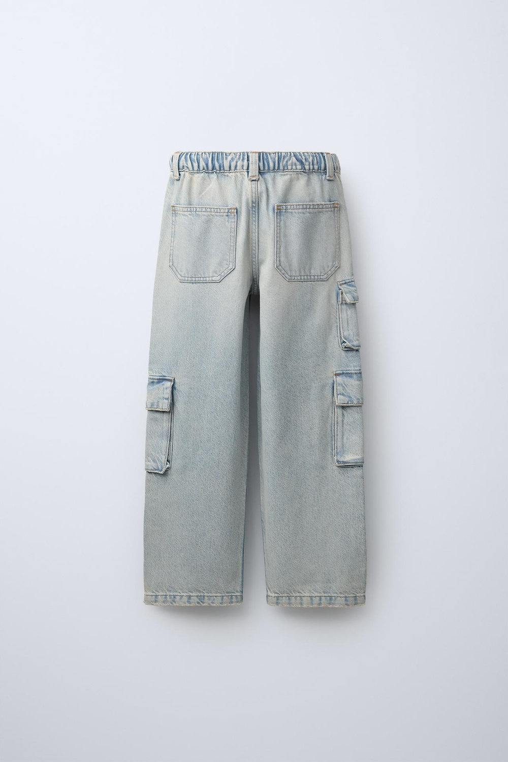 ZARA ДЖИНСЫ КАРГО С КАРМАНАМИ, ЗЕЛЕНОВАТО-СИНИЙ