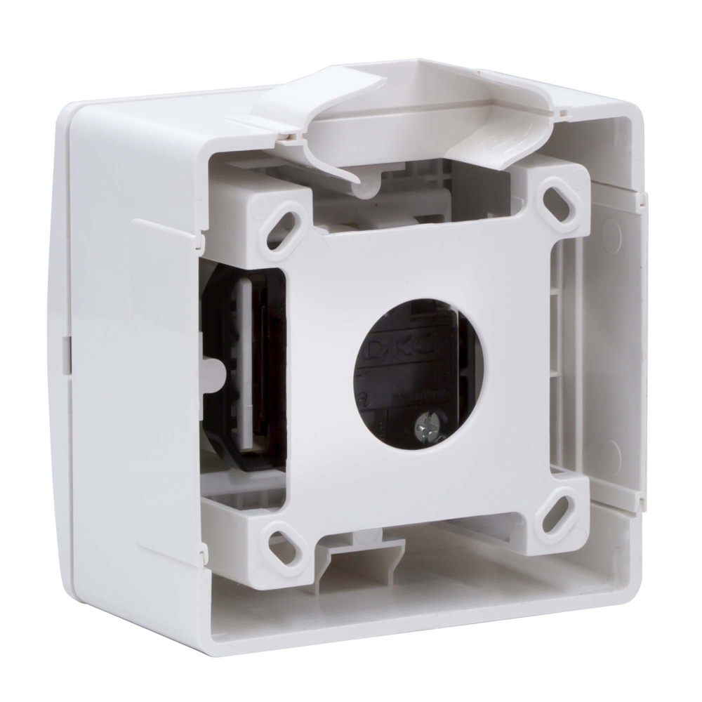 Коробка в сборе с силовой розеткой, белая DKC