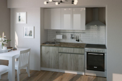 Кухонный гарнитур Антика базис 2400 мм (Белый глянец/Дуб браун, Аламбра темная)