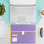 Папка-портфель пластиковая BRAUBERG "JOY" А4 (330х245х35 мм) 13 отделений с окантовкой фиолетовая (2 штуки в упаковке)