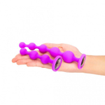 Набор из 2 лиловых анальных цепочек с кристаллами в основании (Цвет: лиловый)